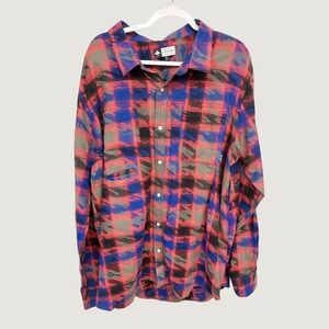 Streetwear Gorpcore Button Down Abstract Plaid LRG Men 3XL Red Skater Grunge